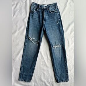 Zara Distressed Straight Leg Jeans Women’s Size 2 Ripped Knee